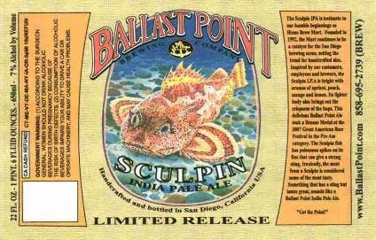 Ballast Point Sculpin IPA 6 pack 12 oz.