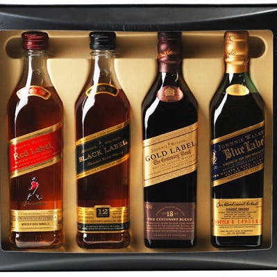 Johnnie Walker Red/Black/Gold/Blue Label Sampler Pack Blended ...