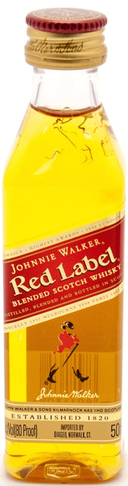 50ml Stirling Plastic Blended Bottle - Fine Label Red Walker Wines Scotch Johnnie Whisky