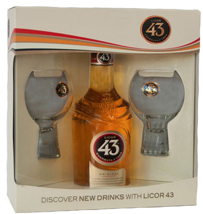 Licor 43 Liqueur Gift Set with 2 Cocktail Glasses 750ml - Central
