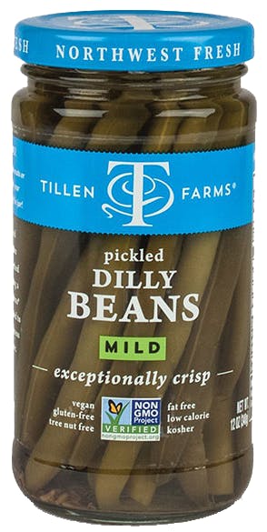 Tillen Farms Hot & Spicy Pickled Dilly Beans - 12 Oz Jar (Pack Of 6)