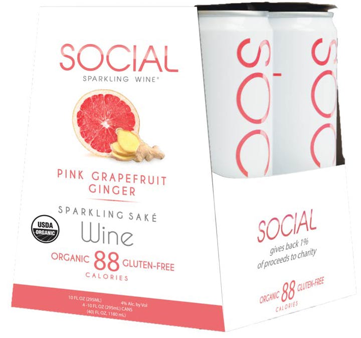 Social Sparkling Wine Pink Grapefruit Ginger 4 pack Stirling Fine Wines