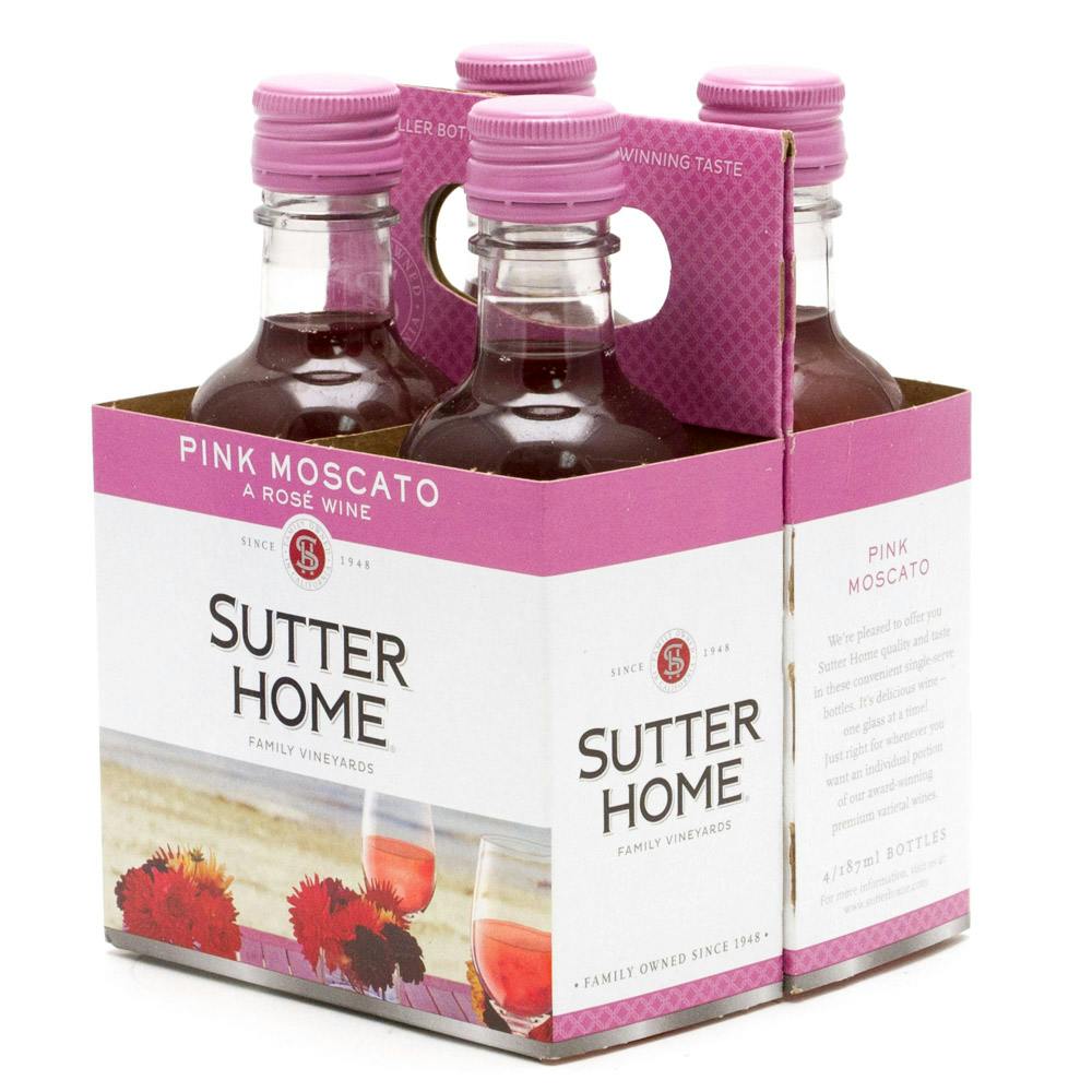 Sutter Home Pink Moscato 4 Pack 187ml Plastic Bottle - Argonaut Wine ...