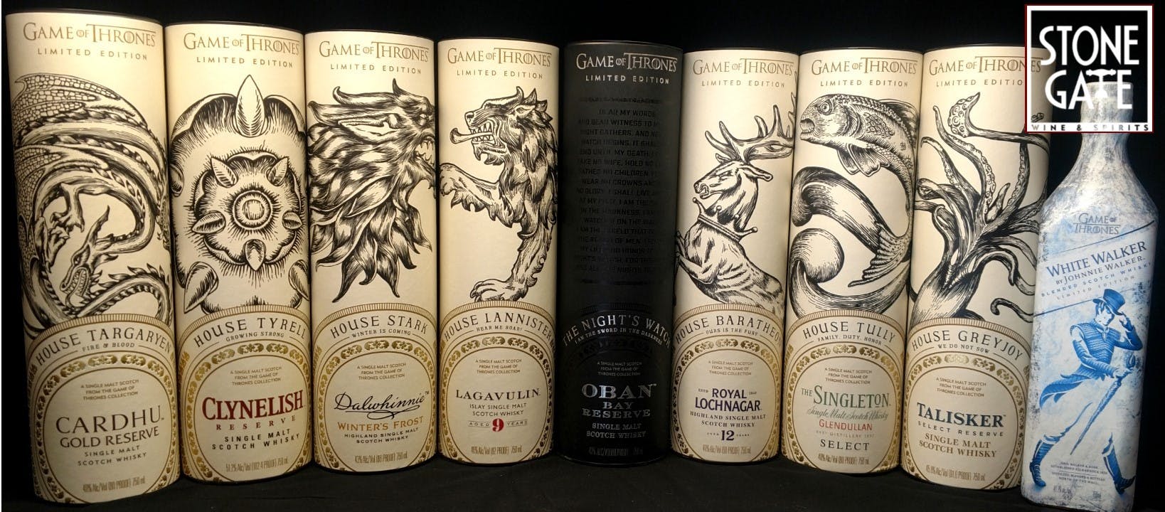 The Game of Thrones Whisky Collection Complete 9 Bottle Collection