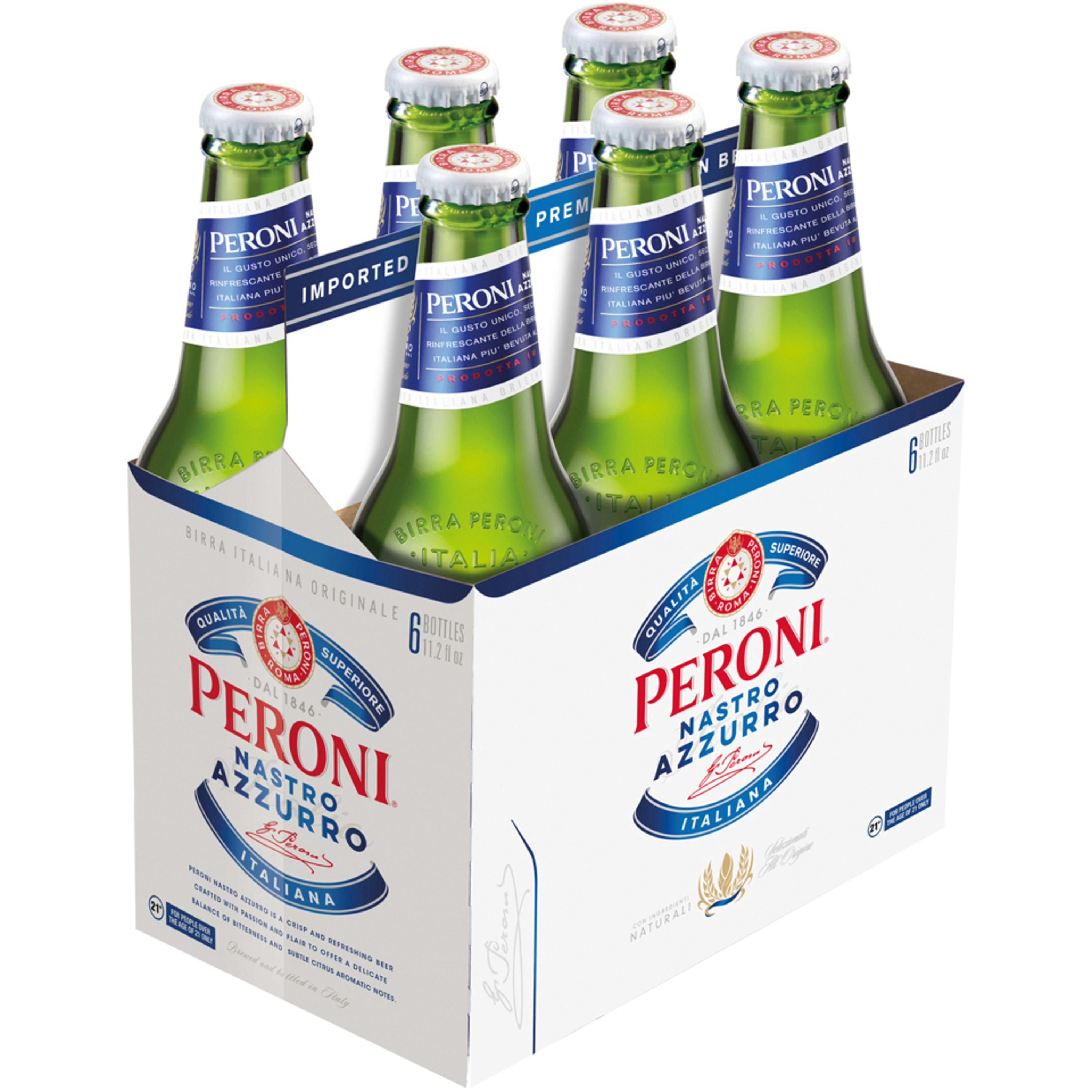 Peroni Nastro Azzuro Lager 6 pack 11.2 oz. Bottle - Allendale Wine