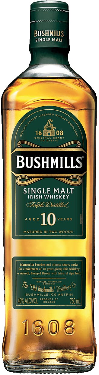 - old Warehouse & Bushmills Irish Single 750ml 10 Whiskey Liquor Malt Wine year