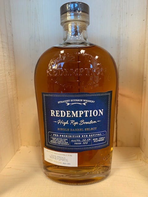 Redemption Store Pick Single Barrel High Rye Bourbon Cool Springs Wines And Spirits