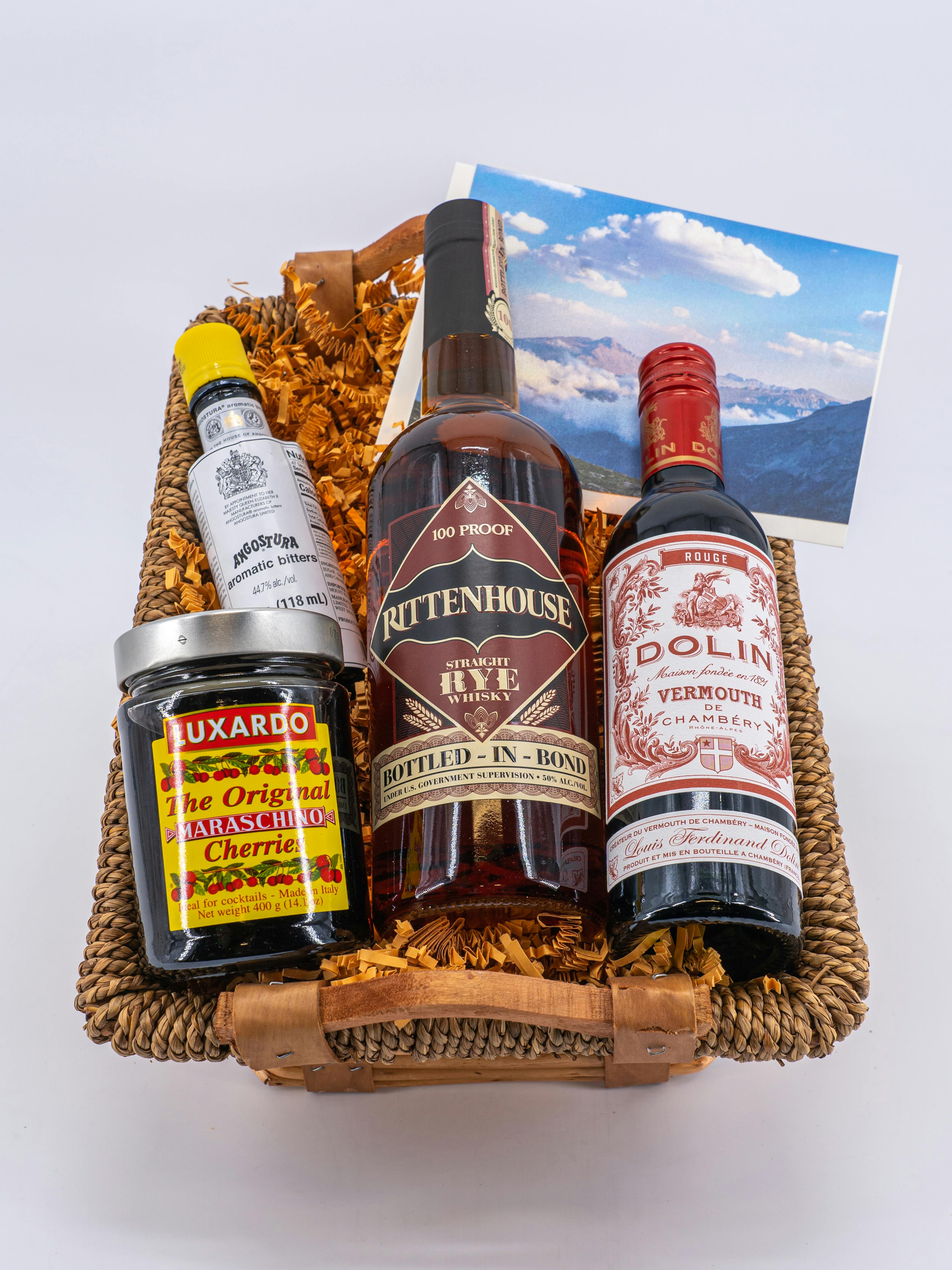 Argonaut Liquor Gift Basket Rittenhouse Manhattan 375ml Argonaut