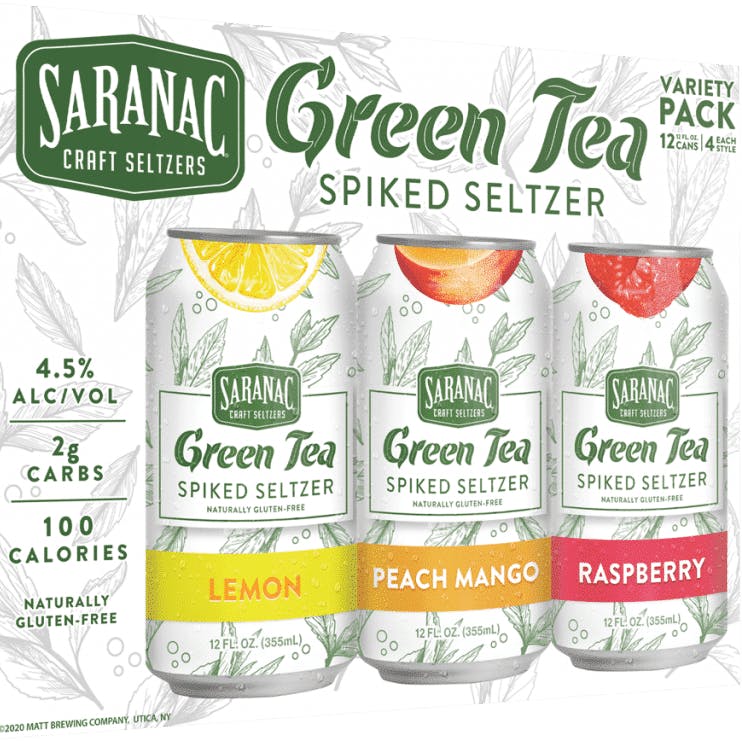 Saranac Brewery Green Tea Spiked Seltzer Variety Pack 12 pack ...