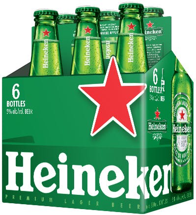 Heineken Lager 6 pack 12 oz. Bottle