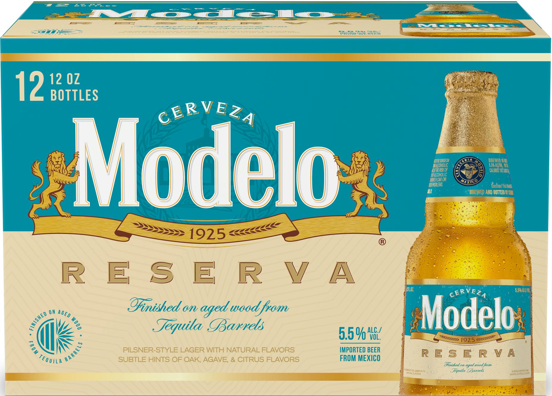 Modelo Reserva Tequila Barrel Mexican Lager Beer 12 pack 12 oz. Bottle