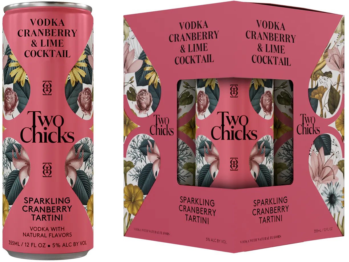 Two Chicks Cocktails Sparkling Vodka Cranberry Lime 4 pack 12 oz