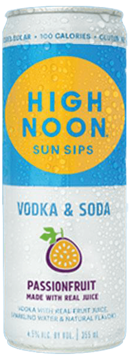 High Noon Spirits Sun Sips Passionfruit Vodka & Soda 4 pack 12 oz. Can - Petite Cellars