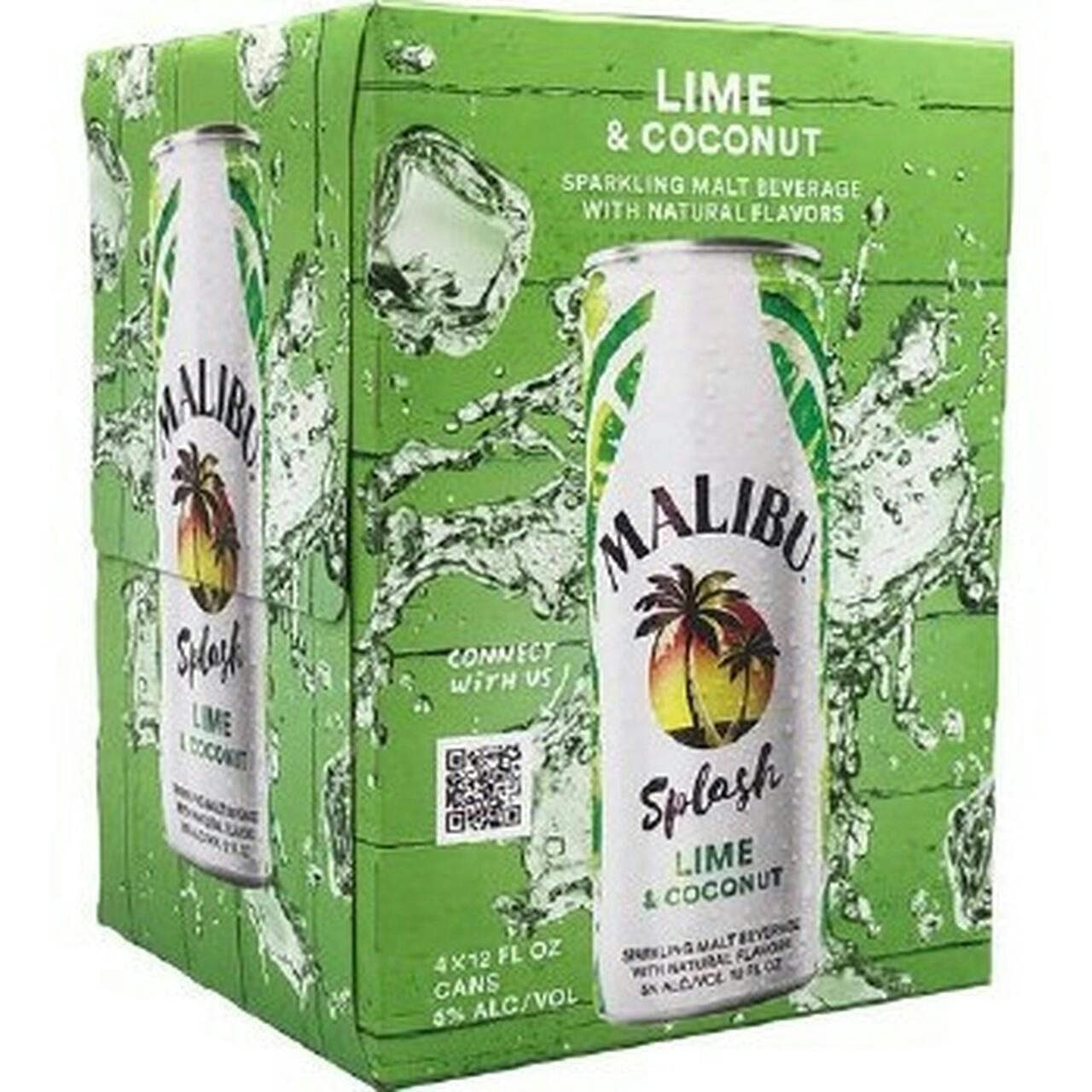 Malibu Splash Sparkling Lime & Coconut 4 pack 12 oz. Can Allendale