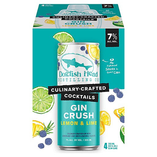 Dogfish Head Culinary Crafted Gin Crush Lemon Lime 4 pack 12 oz. Can