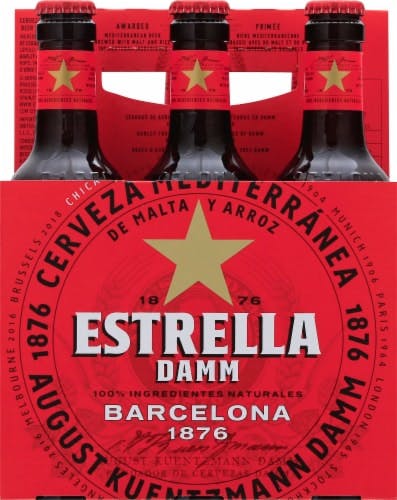 Estrella Damm Lager Beer 6 pack 12 oz. Bottle - Petite Cellars