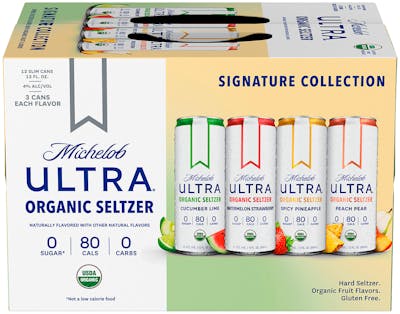 Michelob Ultra Hard Seltzer, Organic, Signature Collection - 12 pack, 12 fl oz slim cans