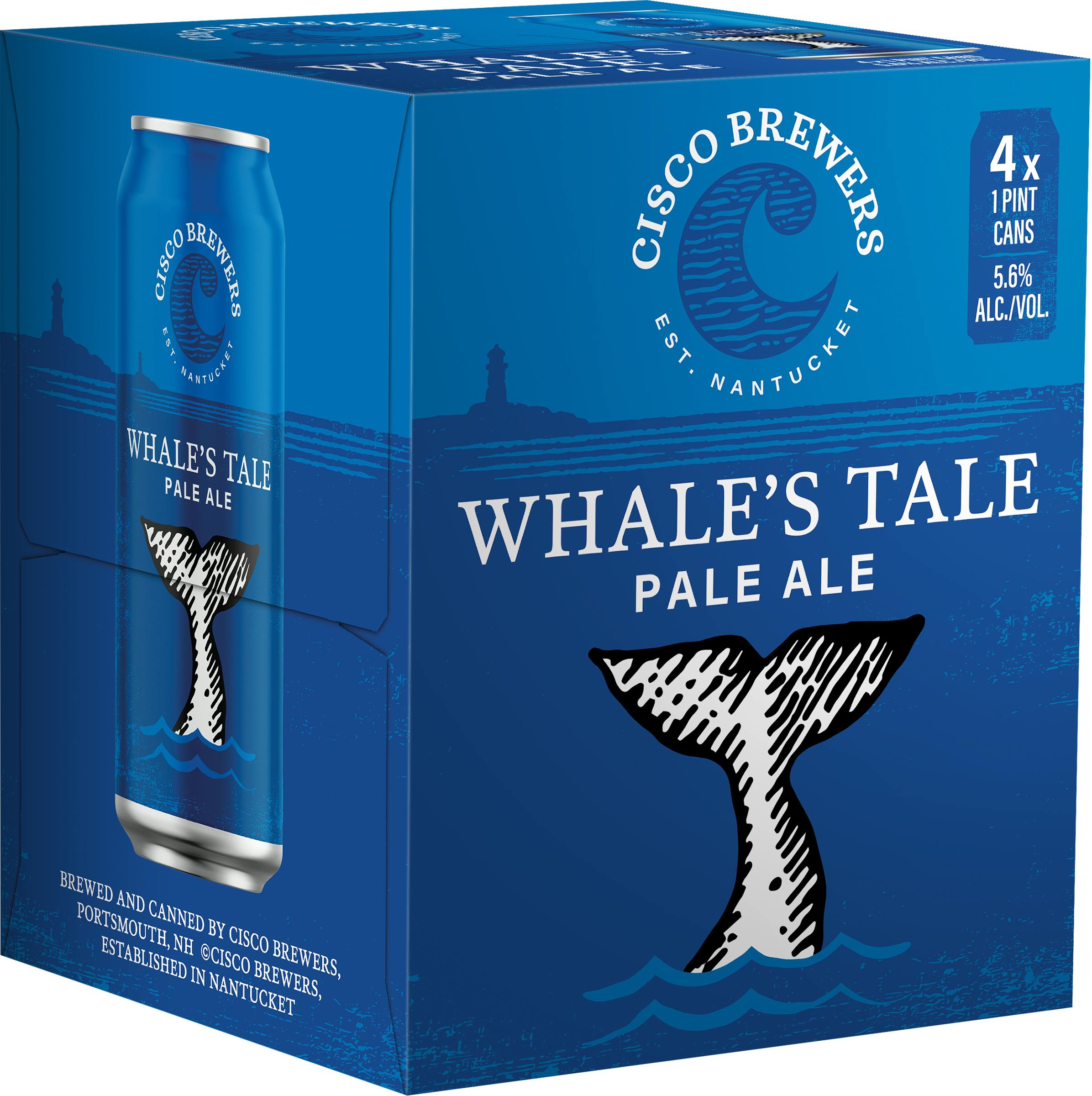 Cisco Brewers Whale's Tale Pale Ale 4 pack 16 oz. Can Yankee Spirits