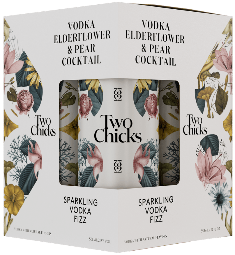 Two Chicks Cocktails Sparkling Vodka Elderflower & Pear 4 pack 355ml