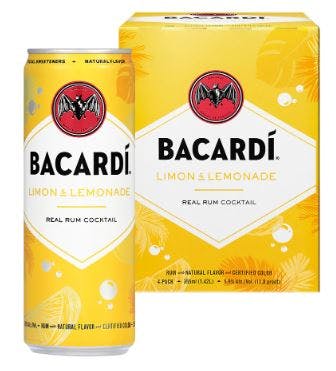 Bacardi Limon & Lemonade Cocktails 4 pack 355ml Can - Garden State ...