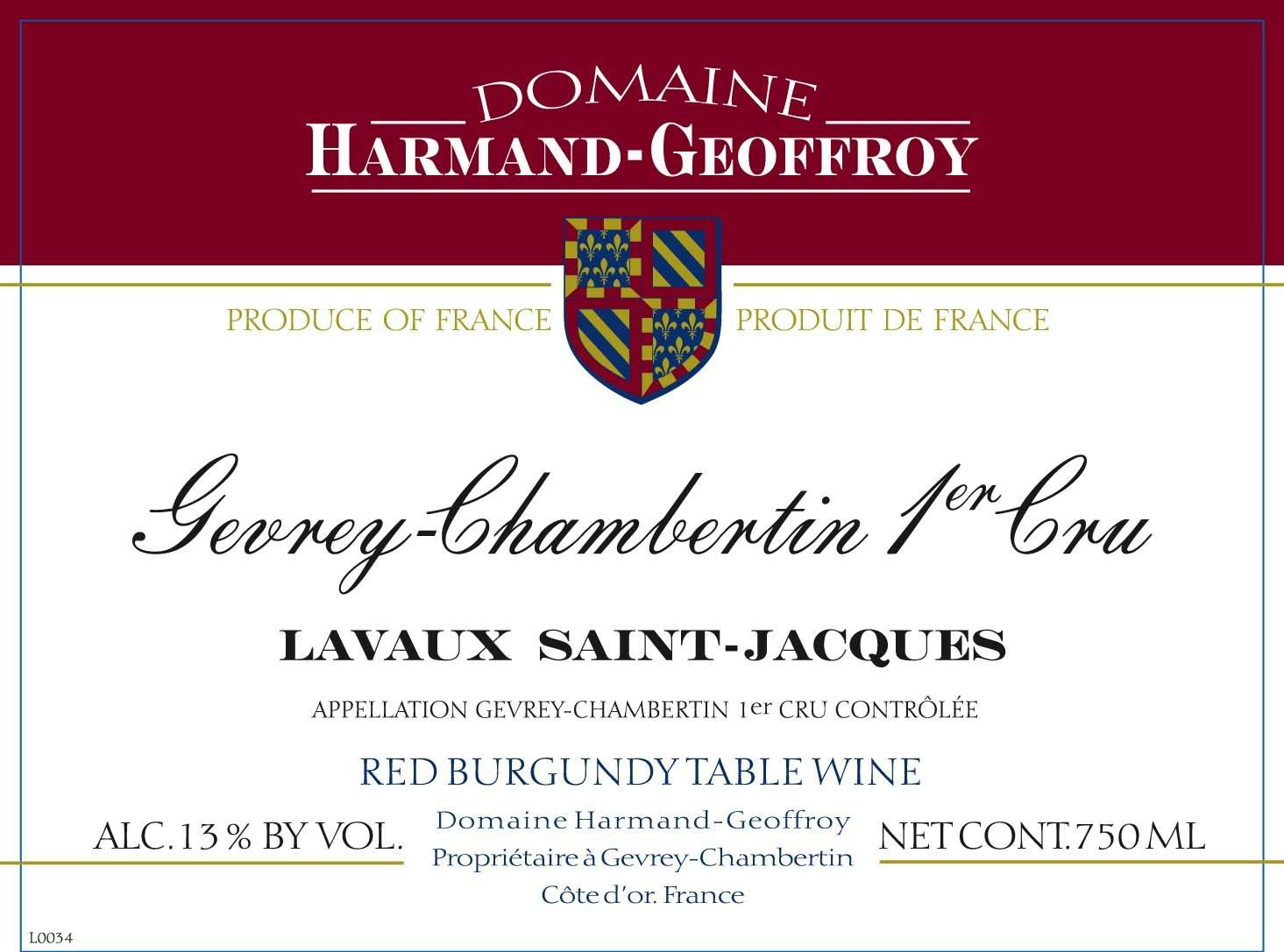 Harmand Geoffroy Gevrey Chambertin Lavaux St. Jacques 2019 750ml ...