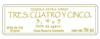 Tres Cuatro Y Cinco Extra Anejo 3-4-5 750ml - Bottle Shop of