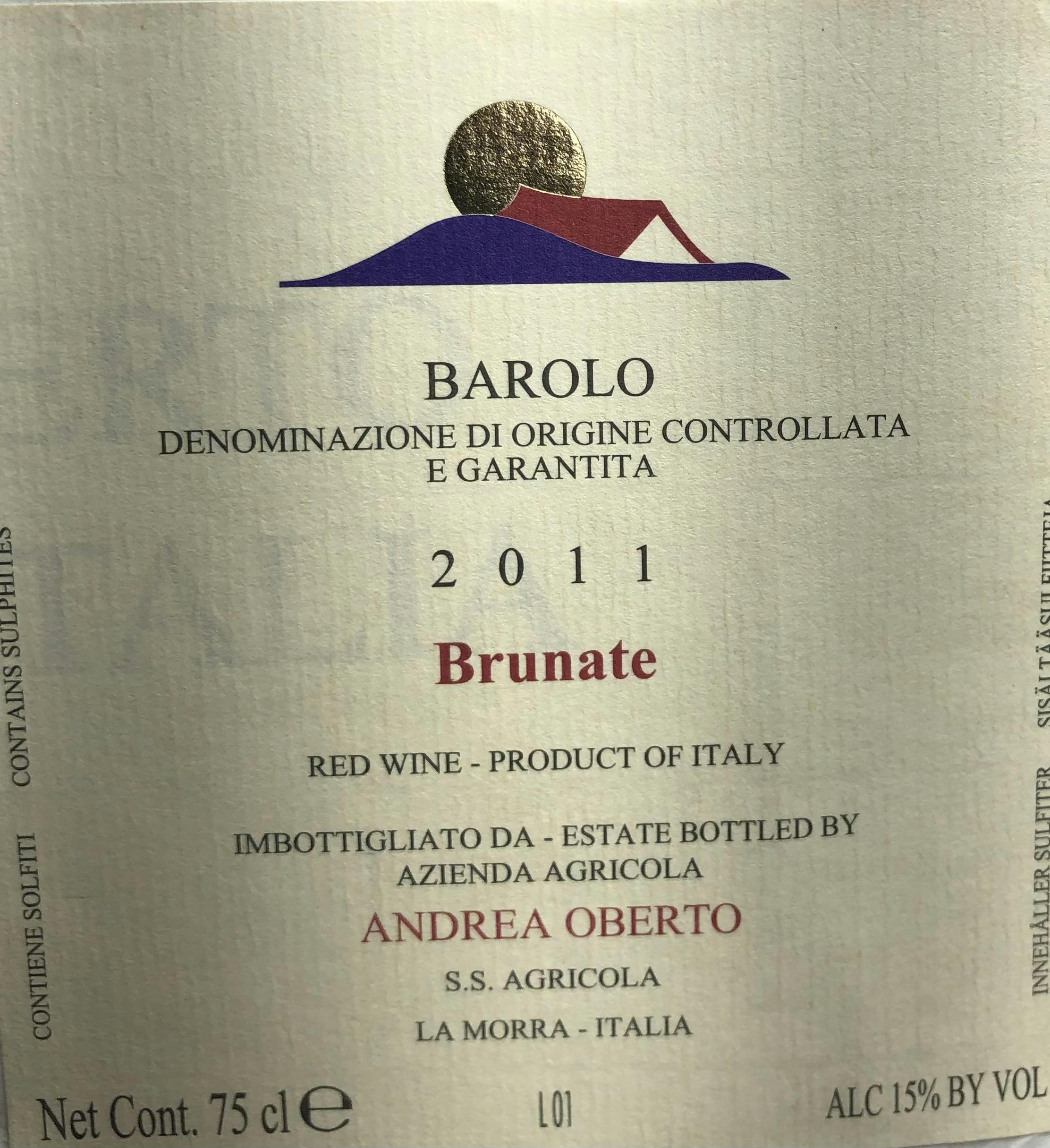 Andrea Oberto Barolo Vigneto Brunate 2011 750ml Allendale Wine