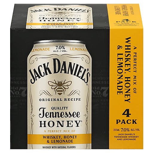 Jack Daniel's Tennessee Honey Whiskey & Lemonade Cocktail 4 pack 12 oz