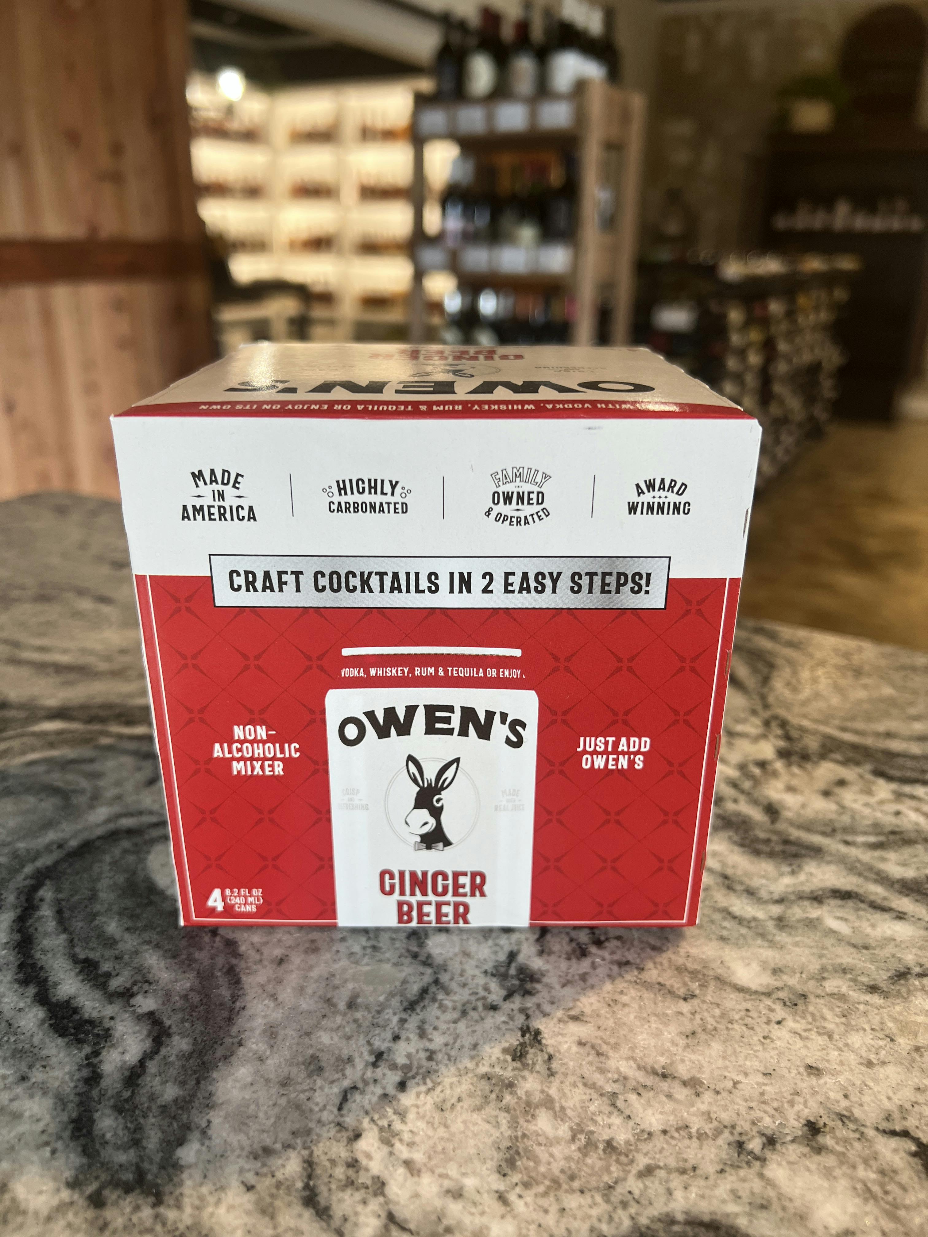 Owen's Craft Mixers Ginger Beer 240ml Can Tonic Bottle & Cork