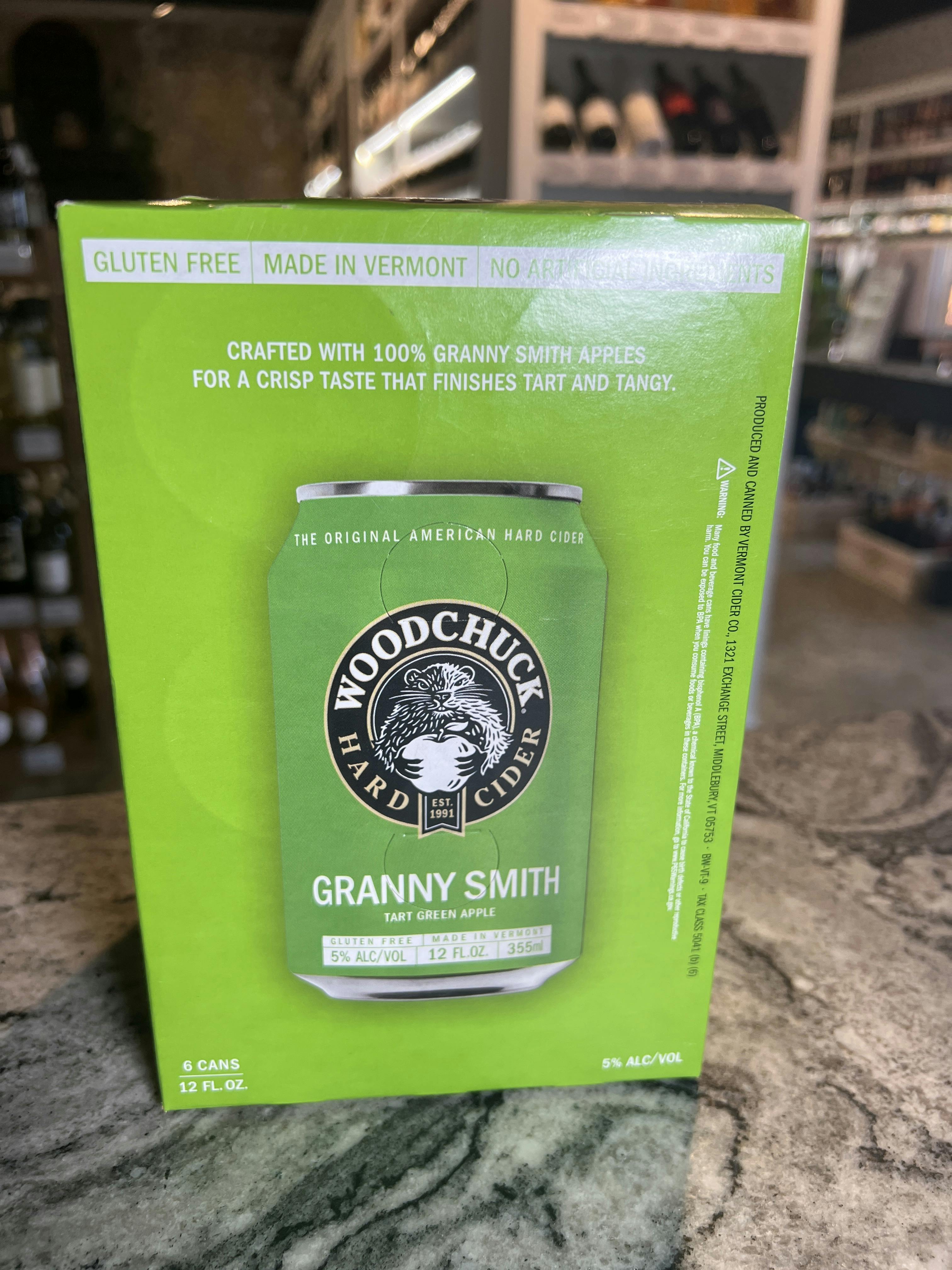 Woodchuck Granny Smith Cider 6 pack 12 oz. Can Tonic Bottle & Cork