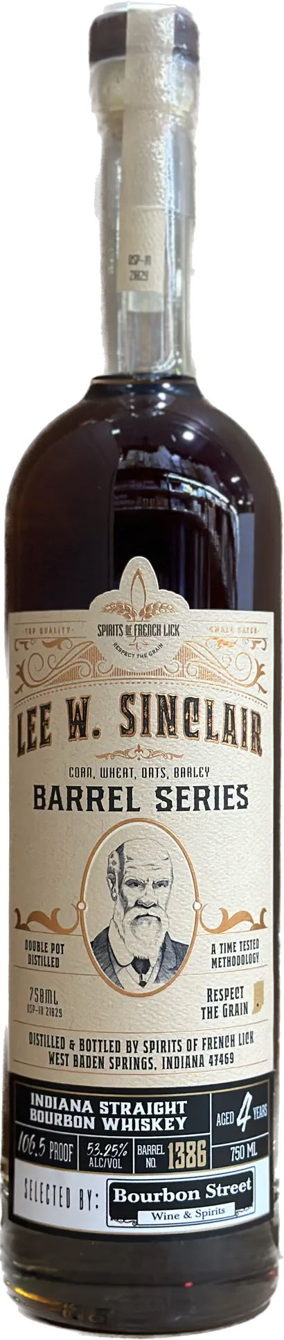 Spirits of French Lick Lee W. Sinclair Single Barrel 4-Grain Bourbon