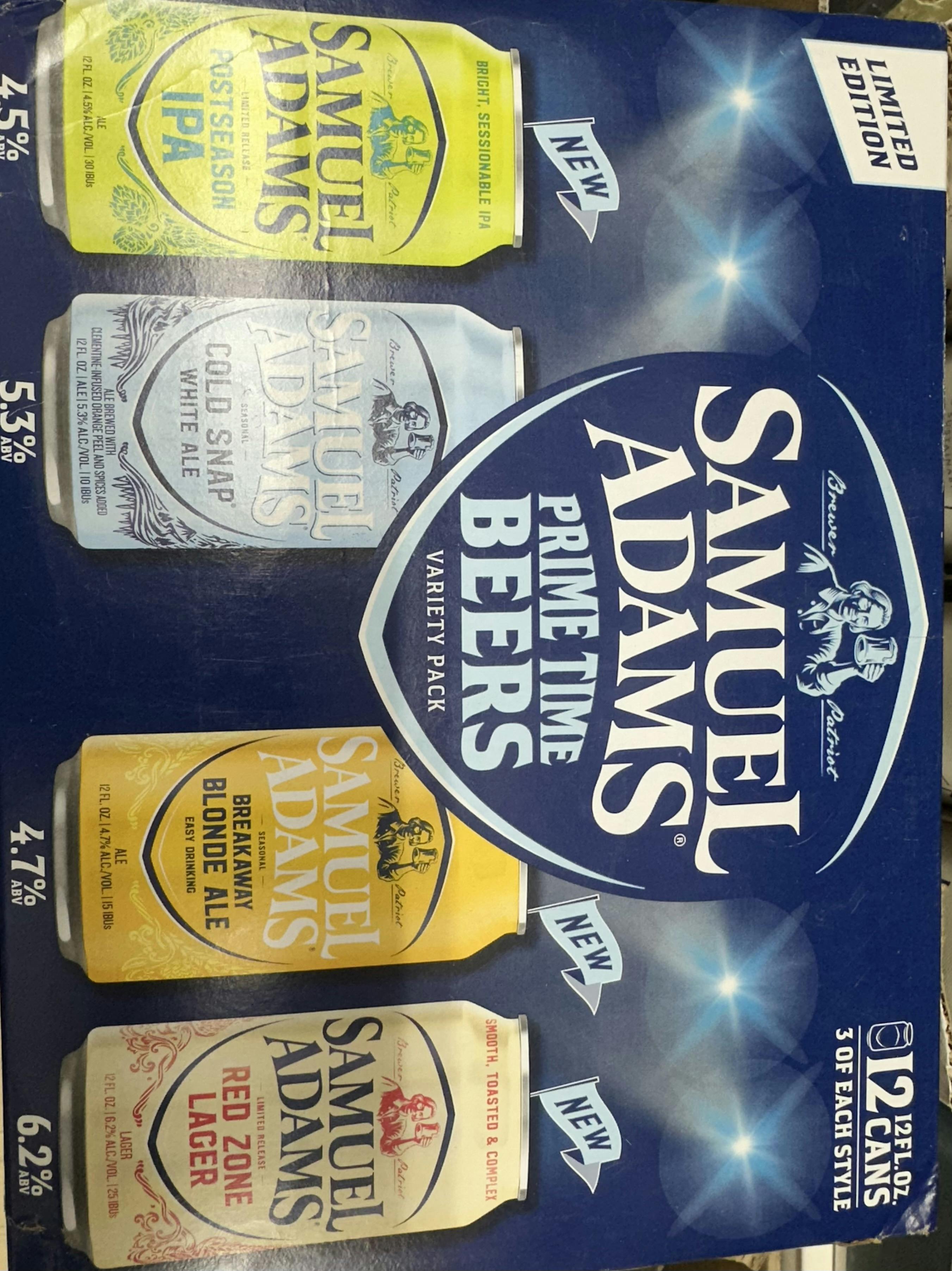 Samuel Adams Primetime Beer Variety Pack 12 pack 12 oz. Can Allendale Wine Shoppe