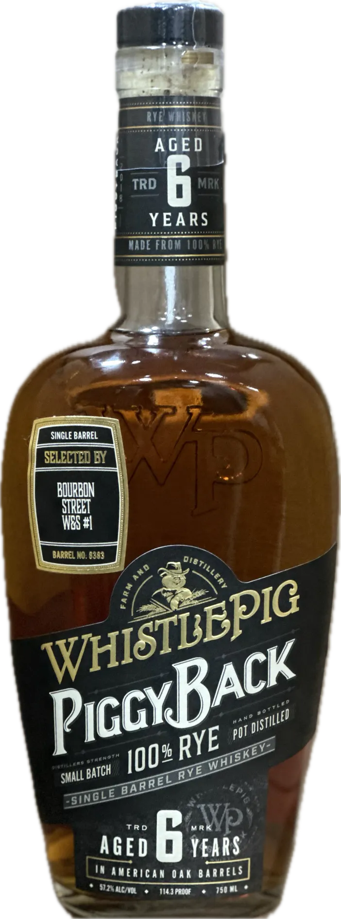 WhistlePig Piggy Back Rye "Store Pick" Selection #1  750ml