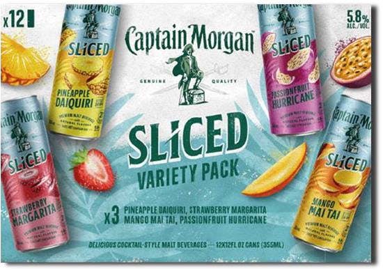 Captain Morgan Sliced Variety 12 pack 12 oz. Can - Yankee Spirits