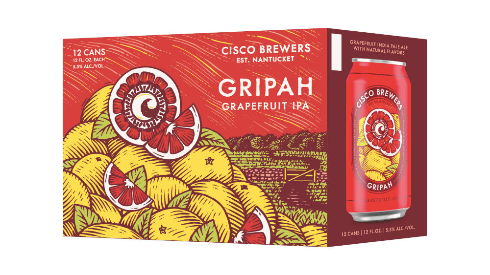 Cisco Brewers Gripah Grapefruit IPA 12 pack 12 oz. Can Yankee Spirits
