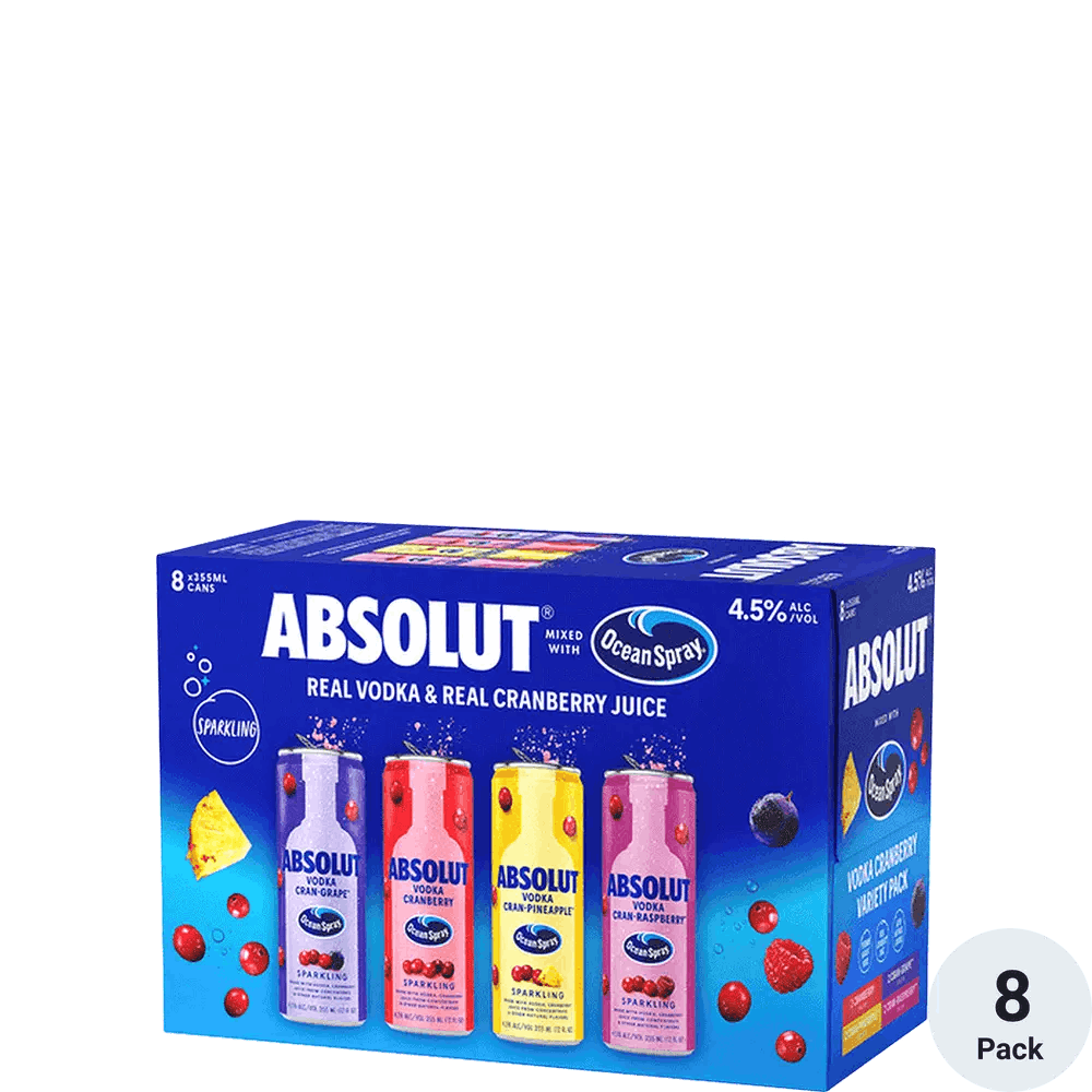 Absolut Ocean Spray Variety Pack 8 pack 12 oz. Can - Argonaut Wine & Liquor