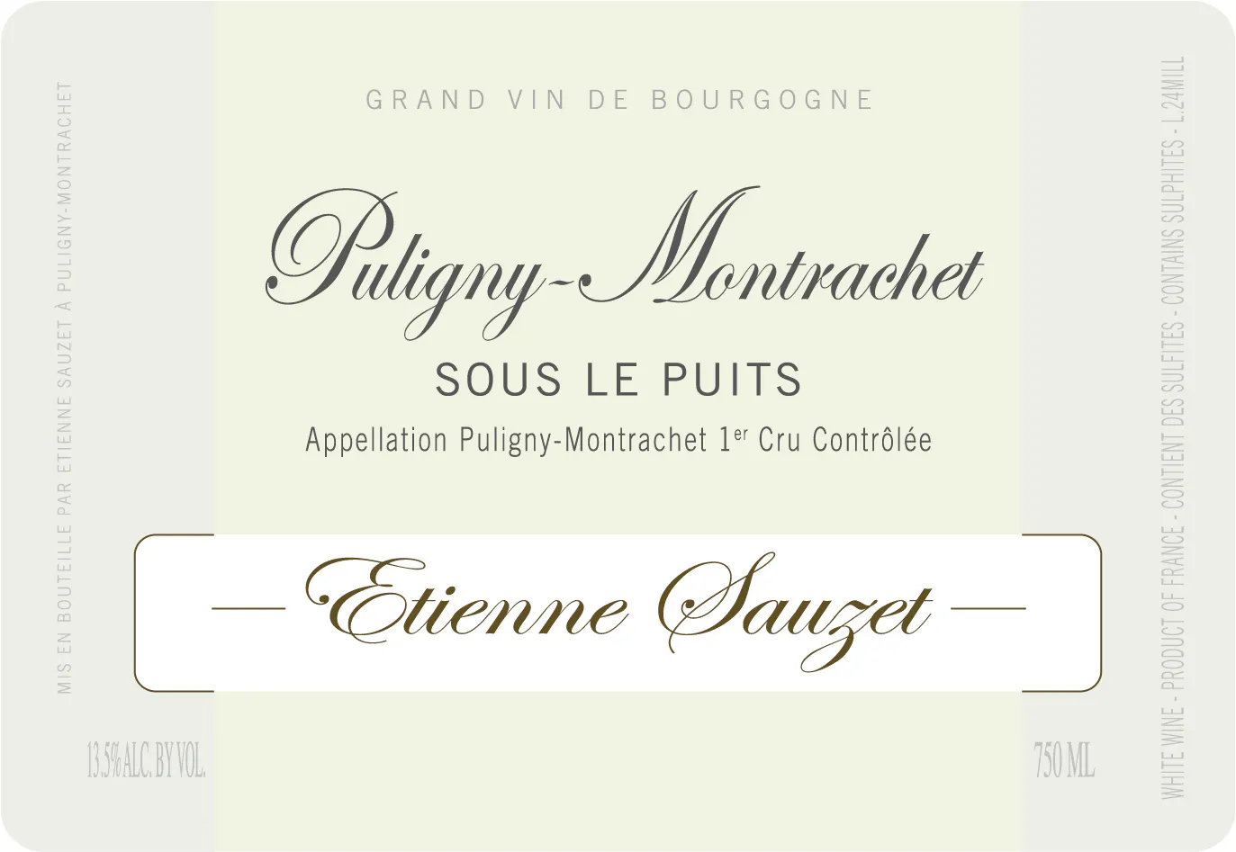Etienne Sauzet Puligny Montrachet Sous le Puits 2022 750ml