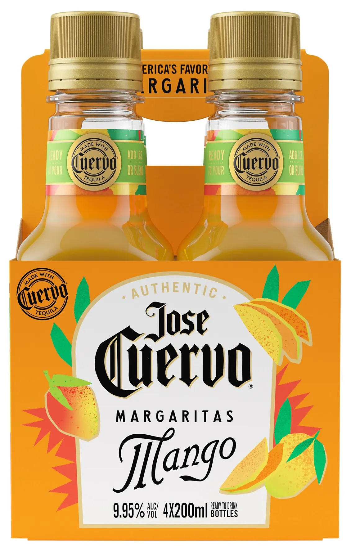 Jose Cuervo Authentic Cuervo Mango Margarita 4 pack 200ml - Yankee
