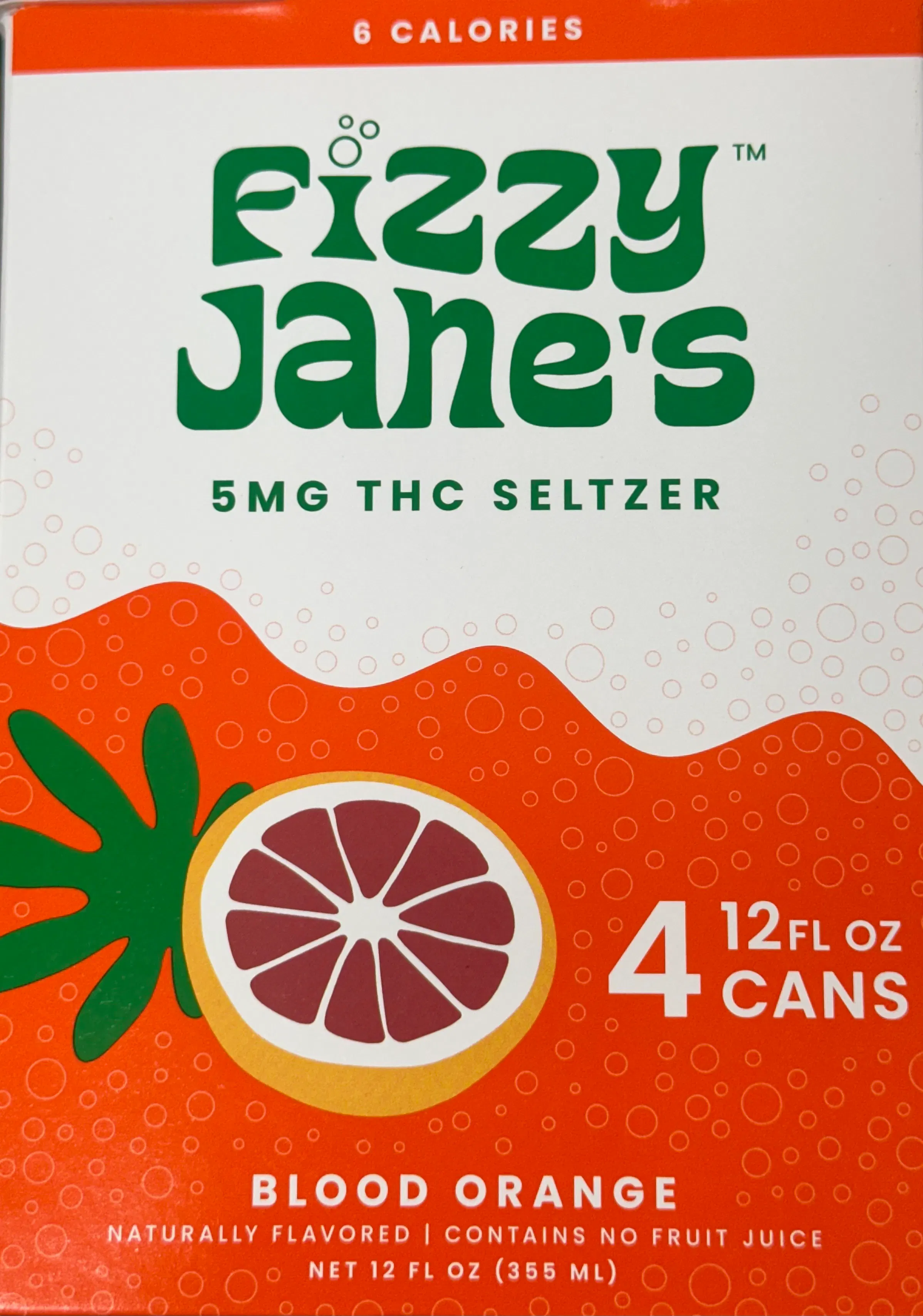 Fizzy Jane's Blood Orange THC Seltzer 4 pack 12 oz. Can 4 pack 12