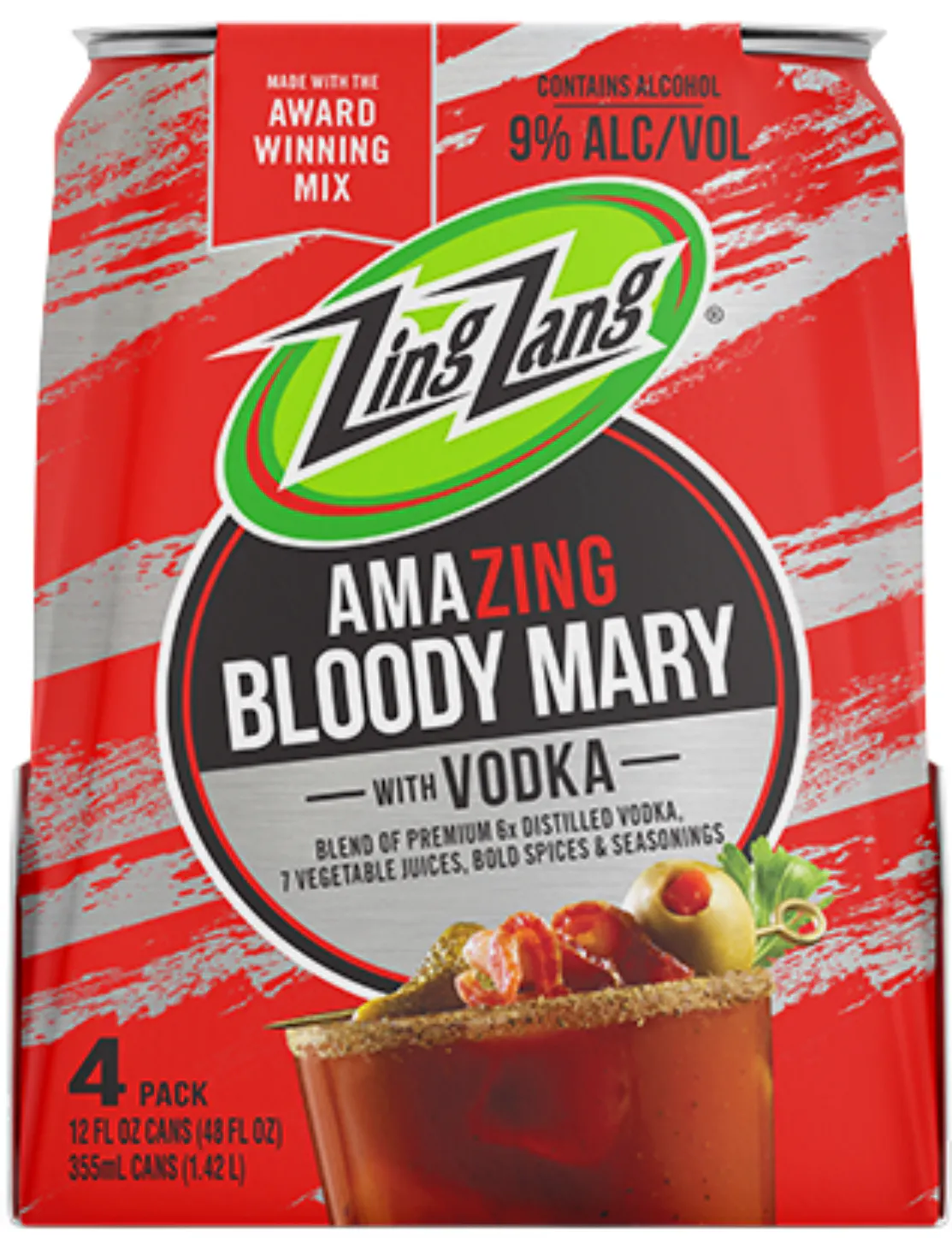 Zing Zang Bloody Mary Made With Vodka 4 pack 355ml Can - Yankee