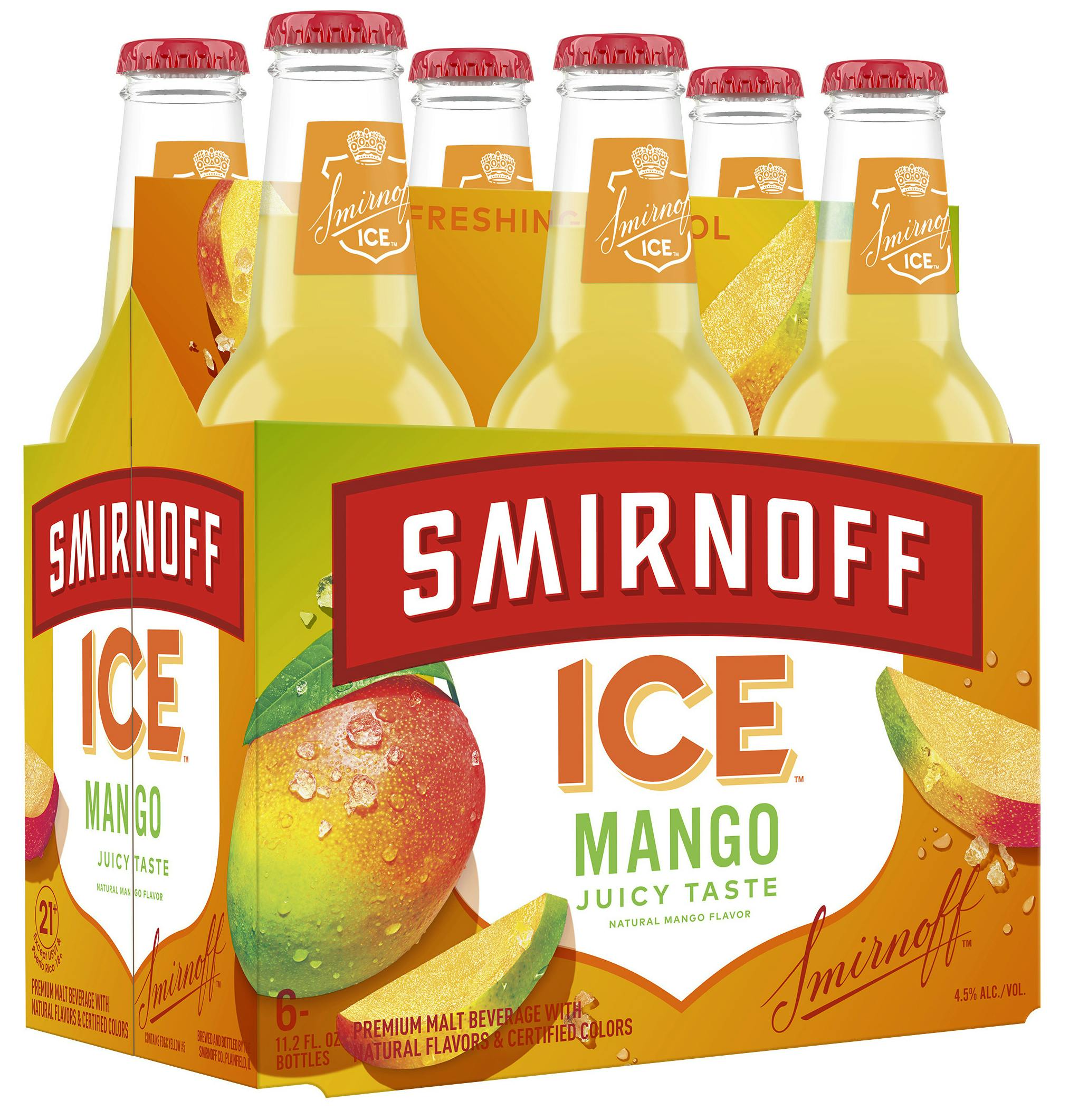 Smirnoff Ice Mango 6 pack 11.2 oz. Bottle - Allendale Wine Shoppe, image size:2026x2026