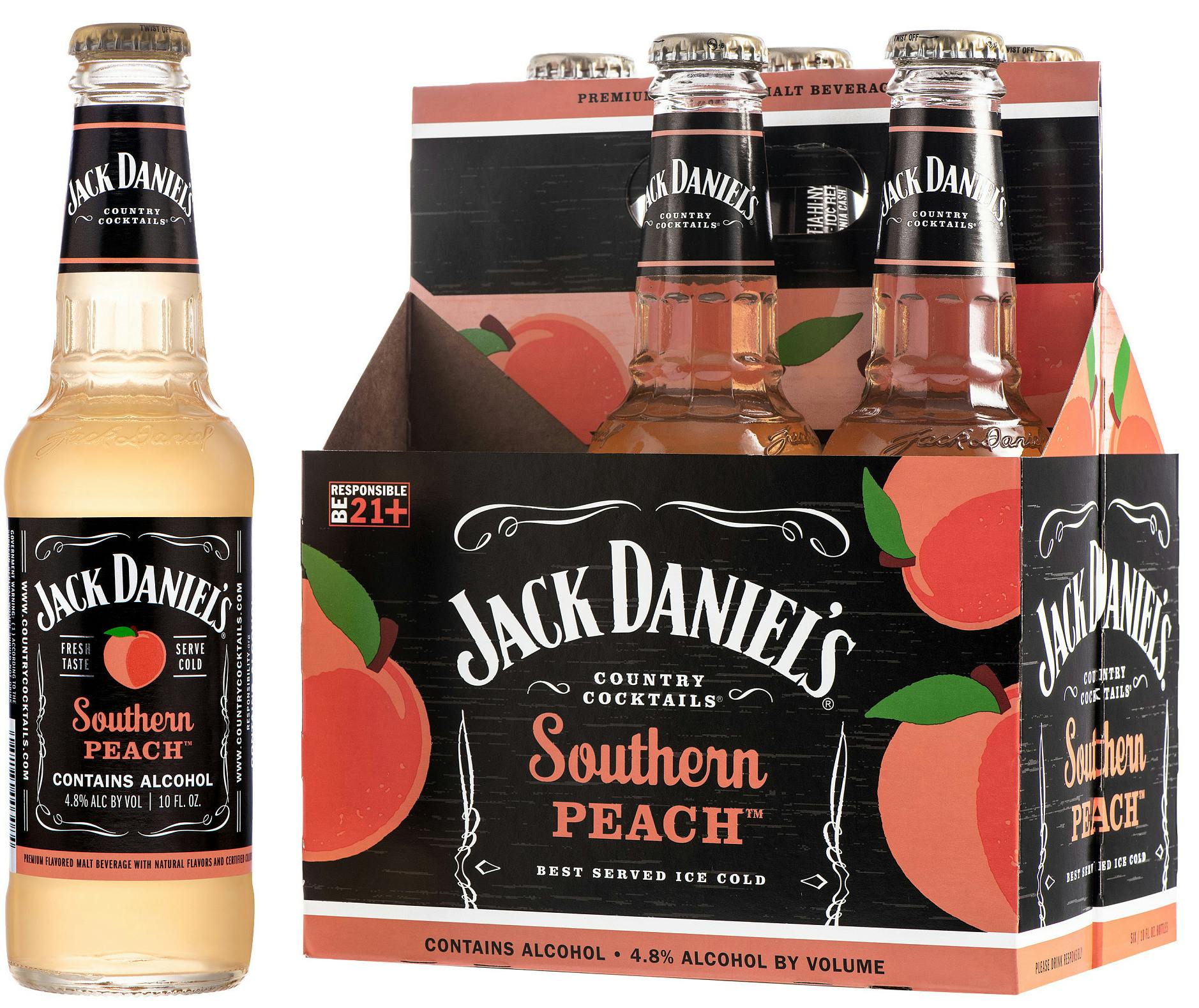 Jack Daniel's Country Cocktails Southern Peach 6 Pack 10 Oz. Bottle - Yankee Spirits