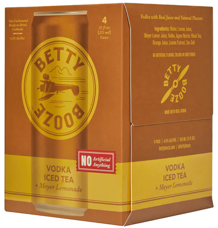 Betty Booze Vodka Iced Tea Meyer Lemonade 4 pack 355ml Can