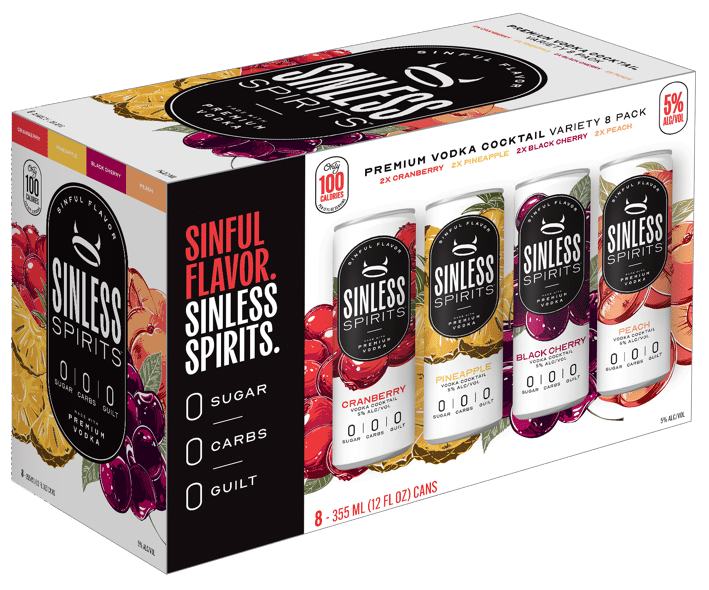 ●VARIETY OF SINZ Sinless Spirits Vodka Cocktail Variety Pack 8 pack 12 oz